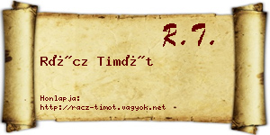 Rácz Timót névjegykártya